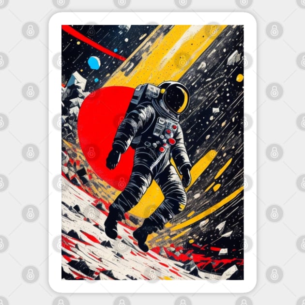 Abstract Astronaut Outer Space Art Sticker by The WYLD Tribe